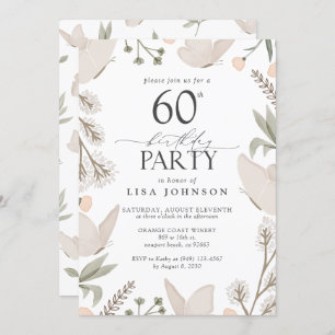 Invitación Mariposa 60 cumpleaños acuarela Neutral