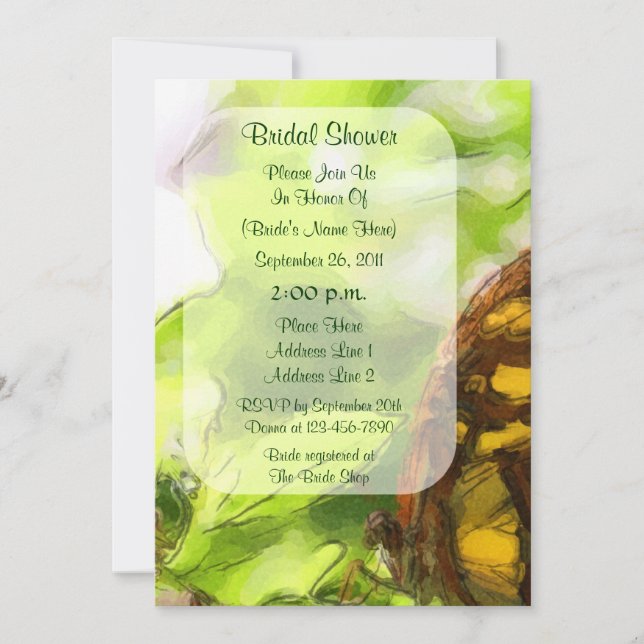 Invitación Mariposa acuarela Art Bridal Shower Invite (Anverso)