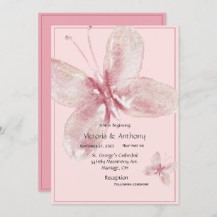 Invitación Mariposa acuática color rosa elegante