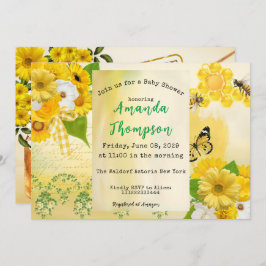 Invitación Mariposa amarilla y Baby Shower de abejas únicas