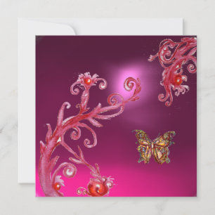 Invitación MARIPOSA AMATISTA ROSA rojo brillante