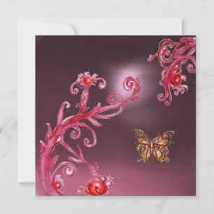Invitación MARIPOSA AMATISTA ROSA rojo brillante