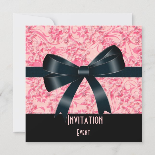 Invitación Mariposa Arco Rosa Negro (Anverso)
