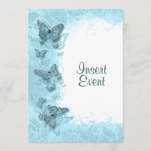 Invitación Mariposa azul elegante boda cumpleaños