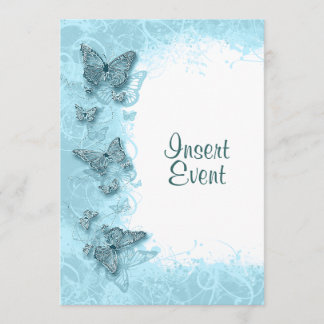 Invitación Mariposa azul elegante boda cumpleaños