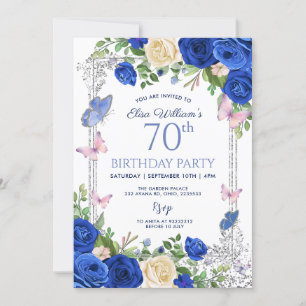 Invitación Mariposa azul Lilac Garden Fiesta 80 cumpleaños