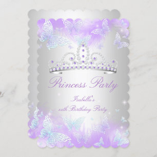 Invitación Mariposa azul morada de la Princesa Fiesta Verde a