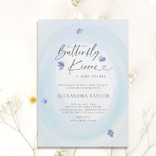 Invitación Mariposa Azul Tensión Acuática Bebé Ducha