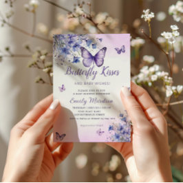 Invitación Mariposa Baby Shower Boho Chica Purple Floral