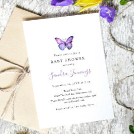 Invitación Mariposa Baby Shower Elegante Minimalista Simple