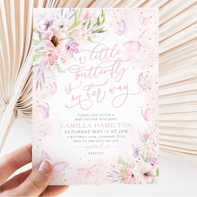 Invitación Mariposa Baby Shower Mariposa rosa (Subido por el creador)