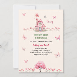Invitación Mariposa Baby Shower Morple Floral Chica rosa