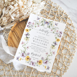 Invitación Mariposa Baby Shower Wildflower