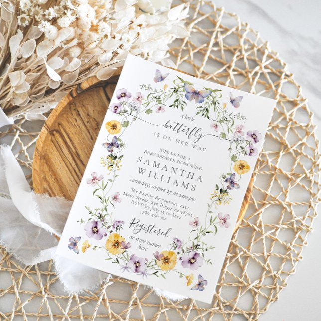 Invitación Mariposa Baby Shower Wildflower (Subido por el creador)
