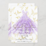 Invitación Mariposa Baila Vestido púrpura Dulce dorado 16 Fie<br><div class="desc">Personalizar para cualquier evento</div>