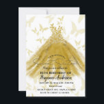 Invitación Mariposa Baile Amarillo Vestido Dorado Dulce 16<br><div class="desc">Personalizar para cualquier evento</div>