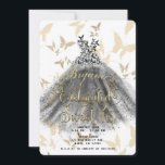 Invitación Mariposa Baile Vestido Dorado Negro Dulce 16 16º<br><div class="desc">Personalizar para cualquier evento</div>
