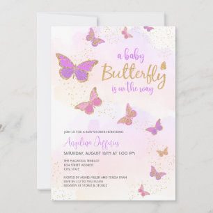 Invitación Mariposa bebé camino a Baby Shower