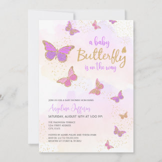 Invitación Mariposa bebé camino a Baby Shower