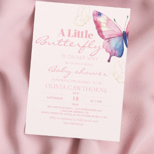 Invitación Mariposa Bebé Chica Ducha Watercolor