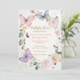 Invitación Mariposa bebé ducha mariposa besos bebé ducha bebé
