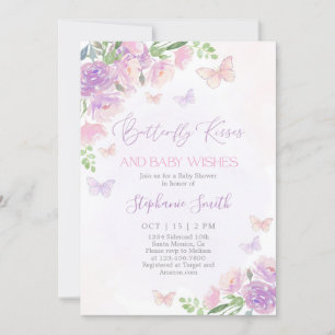 Invitación Mariposa besa a Chica de Baby Shower