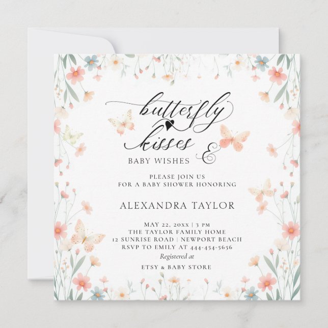 Invitación Mariposa besa Chica Verde azulado de coral salvaje (Anverso)