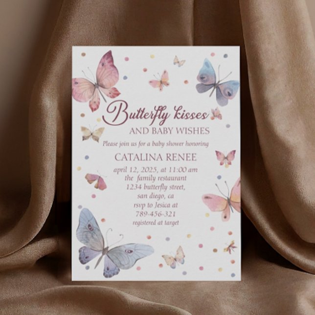 Invitación Mariposa besa Pastel Baby Shower (Subido por el creador)