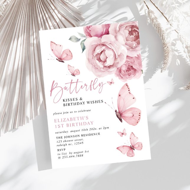 Invitación Mariposa besa rosas rosas rosadas Chica primer cum (Subido por el creador)
