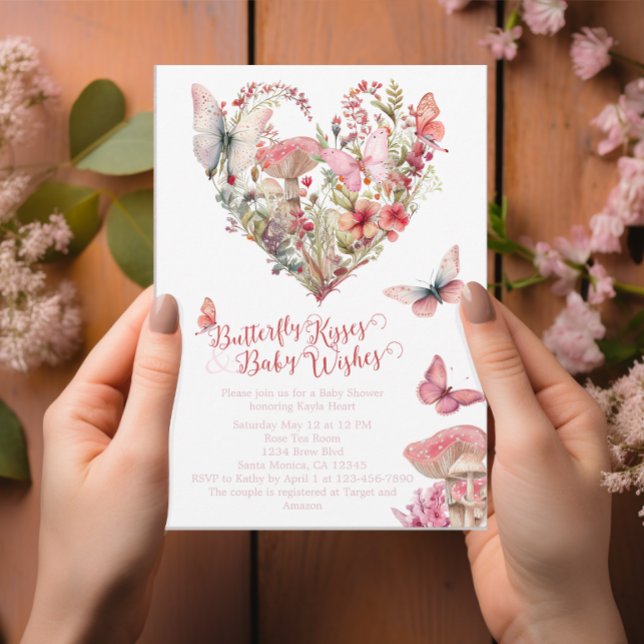 Invitación Mariposa besa Woodland Baby Shower (Subido por el creador)