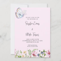 Mariposa blanca y flores silvestres Boda rosa páli