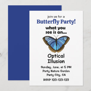 Invitación Mariposa Blue Morpho Ilusión Óptica Fiesta Diverti