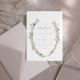 Invitación Mariposa Boho Foliage Wreath Baby Shower