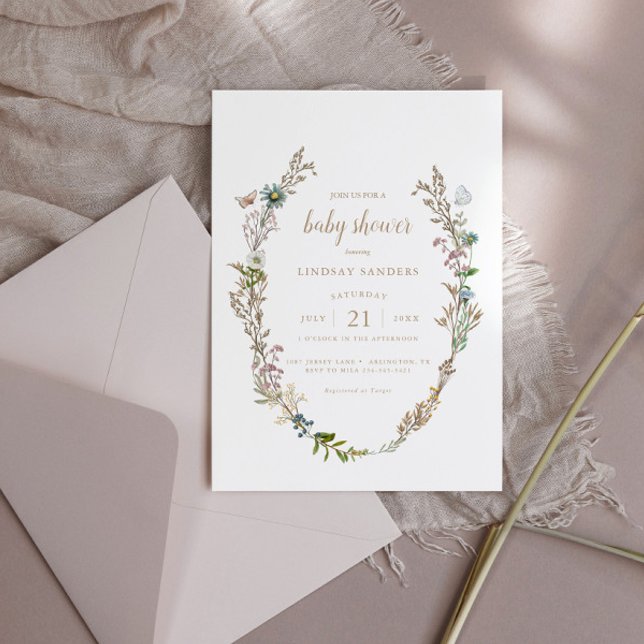 Invitación Mariposa Boho Foliage Wreath Baby Shower (Subido por el creador)