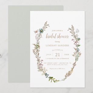 Invitación Mariposa Boho Foliage Wreath Bridal Shower