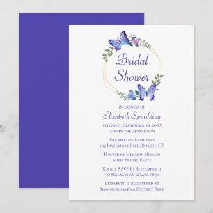 Invitación Mariposa Bridal Shower Butflies Primavera Azul