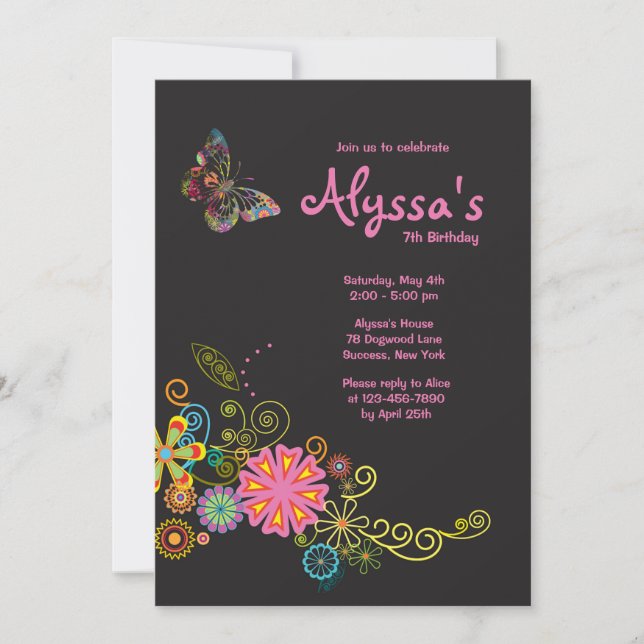 Invitación Mariposa Caprichosa (Anverso)
