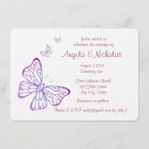 Invitación Mariposa con clase rosada de color de malva