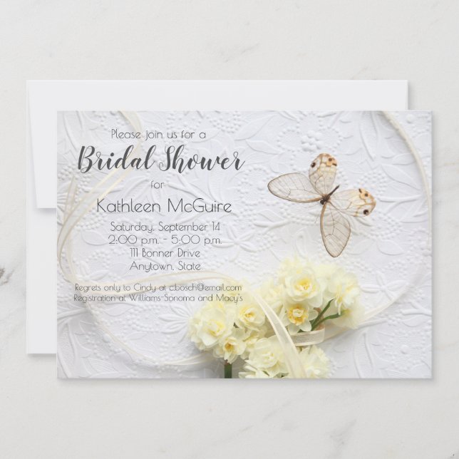 Invitación Mariposa con flores de primavera (Anverso)