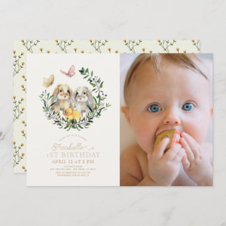 Invitación Mariposa conejo de lop conejo mariposa de primer c