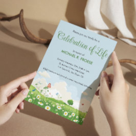 Invitación Mariposa Daisy Meadow Celebración de la vida