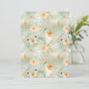 Invitación Mariposa de Acuarela Floral Salvia Naranja