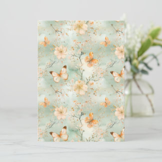 Invitación Mariposa de Acuarela Floral Salvia Naranja