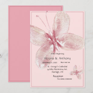 Invitación Mariposa De Acuarela Rosa Malva Elegante