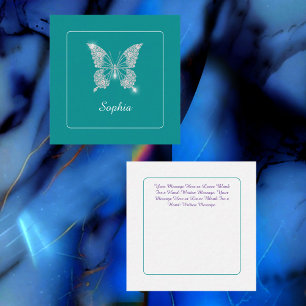 Invitación Mariposa de Diamante Blanco, Nombre de Letra, Azul