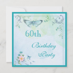 Invitación Mariposa de época, flores y nalgas 60º cumpleaños