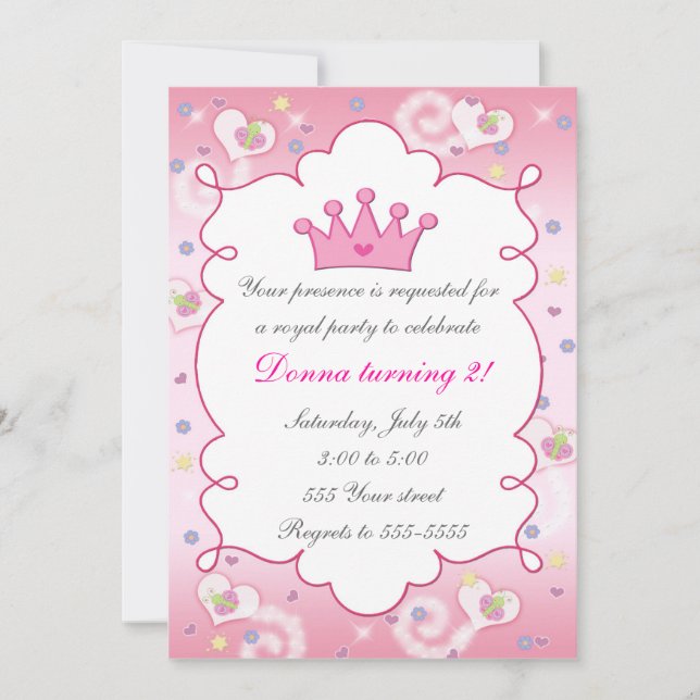 Invitación Mariposa de fiesta de cumpleaños del Chica de invi (Anverso)