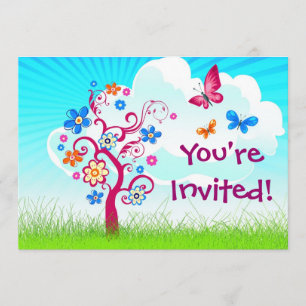 Invitación Mariposa de flor de árbol
