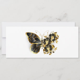 Invitación Mariposa de flor de oro con orquídea negra