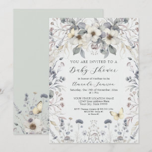 Invitación Mariposa de Flor Pastel Lavanda Niña